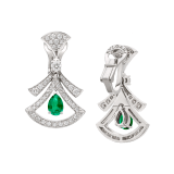 DIVAS' DREAM 18 kt white gold openwork earring set with pear-shaped emeralds, round brilliant-cut and pavé diamonds. 356956 image 3
