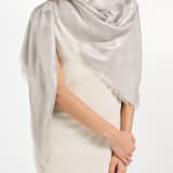 Maxi Calla Metal scarf in fine cream and gold silk wool. Made of 60% silk and 40% wool. MAXICALLAMETALST image 1