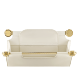 Tubogas Spheres clutch in Perla White calf leather with Perla White nappa leather lining. Iconic handle in gold-plated brass with spheres at both ends embellished with zirconia; magnetic closure. TGC-001-1395S image 2