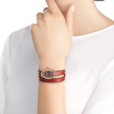 Serpenti watch with 18 kt rose gold case set with brilliant cut diamonds, red lacquered dial and interchangeable double spiral bracelet in red karung leather. 102730 image 4