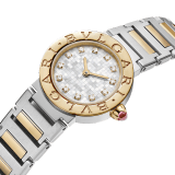 Bvlgari Bvlgari watch in 18 kt yellow gold and polished and satin-brushed stainless steel, double logo engraving on the bezel, white mother-of-pearl mosaic dial and 12 diamond indexes. Water-resistant up to 30 metres 104277 image 2