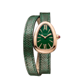 Serpenti watch with 18 kt rose gold case, green lacquered dial and interchangeable double spiral bracelet in green karung leather. 102726 image 1