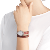 Serpenti watch with stainless steel case set with round brilliant-cut diamonds, white mother-of-pearl dial and interchangeable double spiral bracelet in red karung leather 102920 image 3