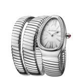 Serpenti Tubogas Uhr mit doppelt geschwungenem Armband, Gehäuse und Armband aus Edelstahl, Lünette mit Diamanten im Brillantschliff und silberfarbenem Opalin-Zifferblatt. SP35C6SDS-2T-WG image 2