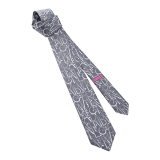 Siebenfach gefaltete rote Logo Script Krawatte aus feinem Seidenjacquard. LOGOSCRIPT image 1