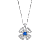 Fiorever 18 kt white gold pendant necklace set with a central brilliant-cut sapphire (0.43 ct) and pavé diamonds (0.31 ct) 358426 image 1