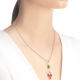 DIVAS' DREAM 18 kt rose gold necklace set with coloured gemstones, a brilliant-cut diamond and pavé diamonds. 355613 image 4
