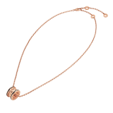 B.zero1 Rock necklace with 18 kt rose gold pendant with studded spiral, black ceramic inserts on the edges and 18 kt rose gold chain 358054 image 2