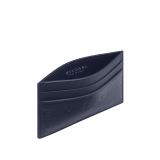 Bulgari Logo card holder in ivy onyx greenish-grey calf leather with iconic hot-stamped Infinitum pattern all over. BVL-CCHOLDERb image 2