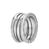 B.zero1 18 kt white gold three-band ring set with demi-pavé diamonds on the edges AN859830 image 1