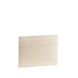 Bvlgari Logo card holder in Ivory Opal white calf leather with hot stamped Infinitum Bvlgari logo pattern BVL-CCHOLDERa image 2