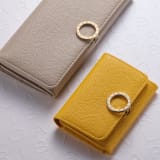 BULGARI BULGARI large wallet in sunbeam citrine yellow bright grain calf leather with coral carnelian orange nappa leather interior. Iconic light gold-plated brass clip with flap closure. 579-WLT-SLI-POC-CLd image 5