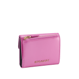 Serpenti Forever slim compact wallet in azalea quartz pink coated calf leather with black calf leather interior. Captivating snakehead press stud closure in rose gold-plated brass embellished with matt azalea quartz pink enamel scales and black onyx eyes. SEA-SLIMCOMPACT-VCLa image 3