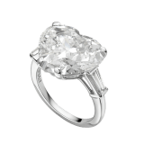 Griffe ring in platinum with one heart cut diamond and two side diamonds AN852904 image 1