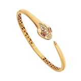 Serpenti 18 kt yellow gold bracelet set with rubellite eyes and demi pavé diamonds on the head and the tail BR858986 image 3