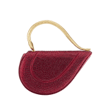 Serpenti Cuore 1968 top handle bag with gold Neige Pavé Crystals applied on a suede base and bright travertino nappa internal lining. Captivating snake body-shaped top handle in gold-plated brass embellished with engraved scales and zirconia eyes; press-button closure. SRN-001-1367S-CRYS image 1