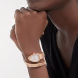 Serpenti Tubogas single spiral watch with 18 kt rose gold case set with brilliant-cut diamonds, silver opaline dial and 18 kt rose gold bracelet 103003 image 1