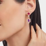 Allegra 18 kt rose gold pendant earrings set with pink tourmalines, amethysts and pavé diamonds 360651 image 2