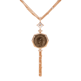 Monete 18 kt rose gold necklace set with an ancient coin, mother-of-pearl elements and pavé diamonds 355982 image 1