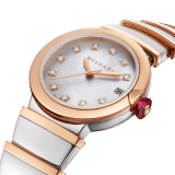 LVCEA watch with stainless steel case, 18 kt rose gold bezel, white mother-of-pearl dial, diamond indexes, stainless steel and 18 kt rose gold bracelet. 102198 image 3