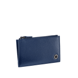 BULGARI BULGARI Man card holder in twilight sapphire blue Urban grain calf leather with a Niagara sapphire blue Urban grain calf leather detail. Iconic dark ruthenium-plated brass décor enamelled in matte black, and zipped closure. 292243 image 1