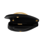 Serpenti Cuore 1968 medium top handle bag in black calf leather with black nappa leather lining. Captivating snake body-shaped top handle in gold-plated brass embellished with engraved scales and zirconia eyes; press-button closure. 294670 image 4