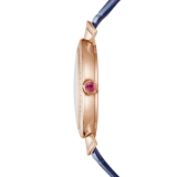 DIVAS' DREAM watch with 18 kt rose gold case, 18 kt rose gold bezel and fan-shaped links both set with round brilliant-cut diamonds, lapis lazuli dial, diamond indexes and blue alligator bracelet 103261 image 2