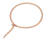 Serpenti 18 kt rose gold necklace set with round rubies on the head and tail, demi pavé diamonds on the head and black onyx eyes 362427 image 2
