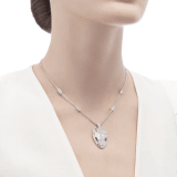 Serpenti necklace in 18 kt white gold set with blue sapphire eyes and pavé diamonds on both the chain and pendant 353529 image 4