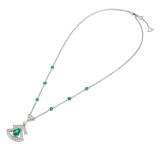 DIVAS' DREAM 18 kt white gold openwork necklace set with a pear-shaped emerald, round brilliant-cut emeralds, a round brilliant-cut diamond and pavé diamonds. 356955 image 2