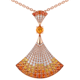 Divas' Dream 18 kt rose gold necklace set with round brilliant-cut Mandarin garnets and pavé diamonds 361110 image 3