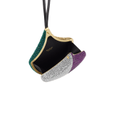 Ginkgo clutch in gold and silver Neige Pavé Crystals applied on suede with black nappa leather lining, and leather wristlet. DAS-001-1320S-CRYS image 3