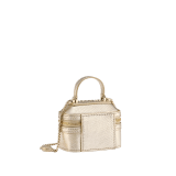 Serpenti Forever mini jewellery box bag in light gold Molten karung skin. Captivating snakehead zip pulls and light gold-plated brass chain embellishment. SEA-NANOJWLRYBOX image 3