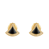 Divas' Dream 18 kt yellow gold fan-shaped stud earrings set with black onyx and pavé diamonds 361839 image 1