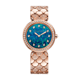 DIVAS' DREAM watch featuring a 18 kt rose gold case and bracelet set with brilliant-cut diamonds, blue opal dial and 12 diamond indexes. Water-resistant up to 30 metres 103646 image 1