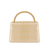 " Serpenti Pallini mini top handle bag with gold-plated brass elements embroidered on gold Liquid Metal calfskin. Captivating gold-plated brass Pallini handle and snakehead magnetic closure in gold-plated brass, embellished with full pavé zirconia and black onyx eyes." 294799 image 2