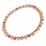 Allegra 18 kt rose gold necklace set with amethysts, peridots, pink tourmalines, citrine quartzes, blue topazes and pavé diamonds 360452 image 2