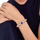 Bvlgari Tubogas 18 kt rose gold bracelet set with an emerald-cut tanzanite, turquoise inserts and pavé diamonds BR860609 image 1