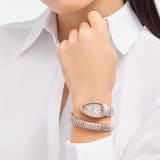 Serpenti Tubogas single spiral watch with stainless steel case, 18 kt rose gold bezel set with brilliant cut diamonds, silver opaline dial, 18 kt rose gold and stainless steel bracelet. SP35C6SPGD-1T-RG image 2