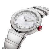 LVCEA Uhr mit Gehäuse und Armband aus Edelstahl, weißem Perlmuttzifferblatt und Diamantindizes. 102196 image 2