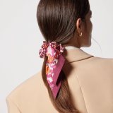 Roman Ground scrunchy in fine aquarelle opal light blue printed silk twill. ROMANSCRUNCHY image 4