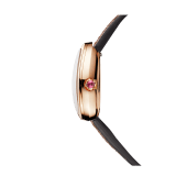 Serpenti watch with 18 kt rose gold case, white mother-of-pearl dial and interchangeable double spiral bracelet in brown karung leather 102919 image 2