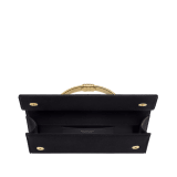 Bvlgari Tubogas evening clutch in black satin with black nappa leather lining. Iconic Tubogas handle in gold-plated brass embellished with zirconia and a magnetic closure. 295432 image 3