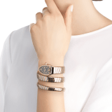 Serpenti Tubogas double spiral watch with stainless steel case, 18 kt rose gold bezel set with brilliant cut diamonds, grey lacquered dial, 18 kt rose gold and stainless steel bracelet. SERPENTI-TUBOGAS-2T-greyDialDiam image 1