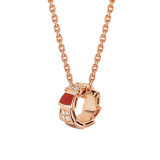 Serpenti Viper necklace with 18 kt rose gold chain and 18 kt rose gold pendant set with carnelian elements and demi pavé diamonds. (0.21 ct) 355088 image 1