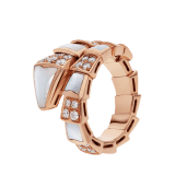 Serpenti Viper one-coil ring in 18 kt rose gold, set with mother-of-pearl elements and pavé diamonds. AN857081 image 1