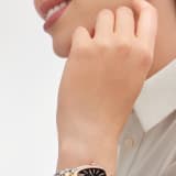 Serpenti Seduttori watch with stainless steel case, 18 kt rose gold bezel set with 38 round brilliant-cut diamonds, black lacquered dial, stainless steel and 18 kt rose gold bracelet with folding buckle. Water-resistant up to 30 metres 103951 image 1