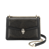 “Serpenti Diamond Blast” shoulder bag in white agate calf leather, featuring a Whispy Chain motif in light gold finishing. Iconic snakehead closure in light gold plated brass enriched with black and white agate enamel and black onyx eyes. 922-WC image 2