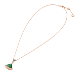 DIVAS' DREAM necklace in 18 kt rose gold with pendant set with a diamond, malachite elements and pavé diamonds. 351143 image 2