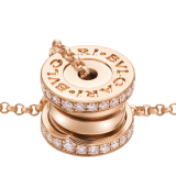 B.zero1 necklace with 18 kt rose gold chain and 18 kt rose gold pendant set with pavé diamonds on the edges. 362344 image 3